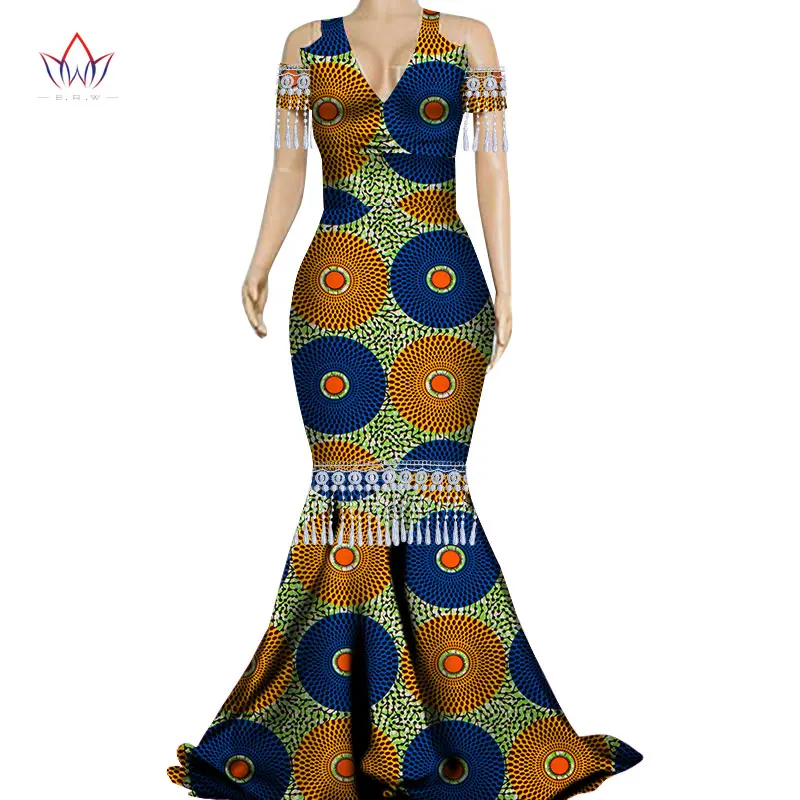 Модные африканские платья с кисточками для Женщин Дашики плюс размер