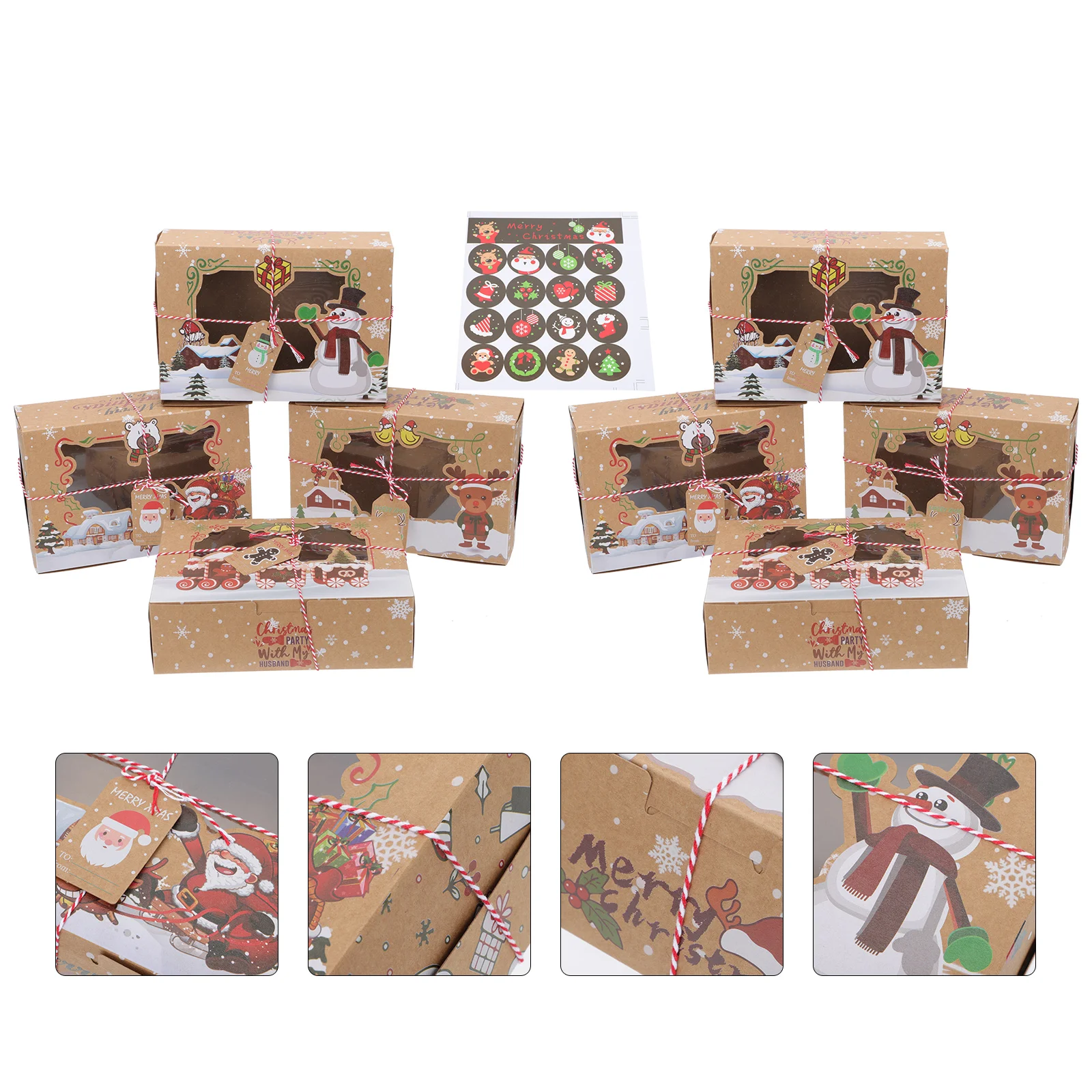 

8Pcs Creative Cookie Boxes Portable Christmas Biscuit Packing Boxes Party Favor