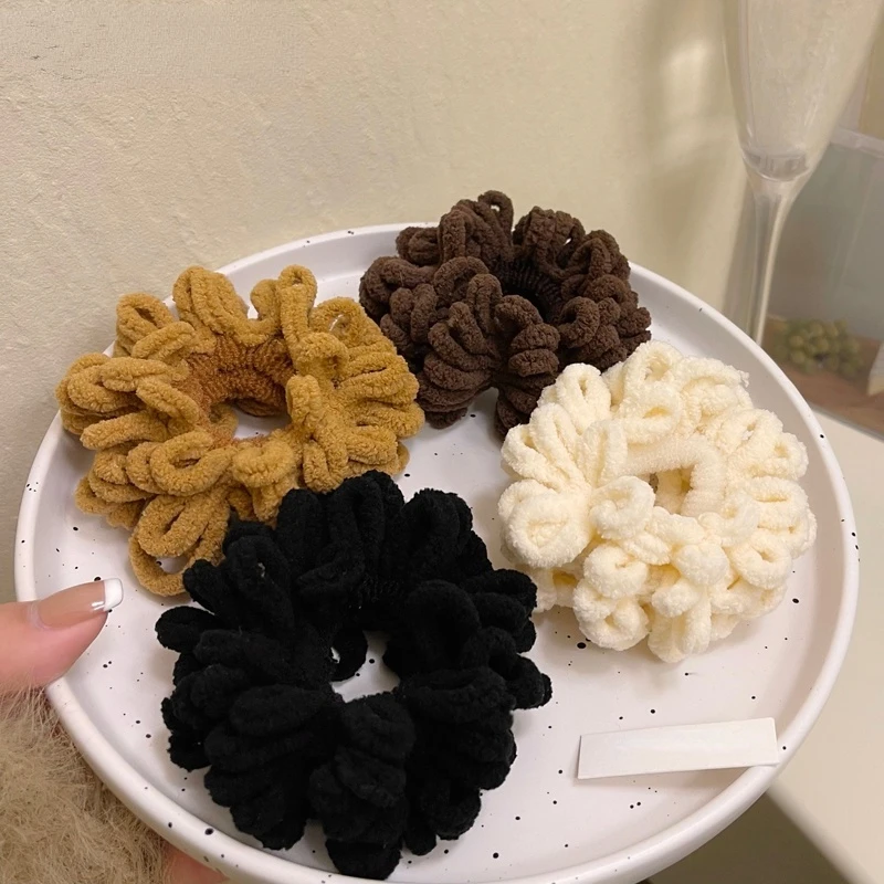 

Bilandi Flocking Ponytail Holder Hair Tie Foldable Hair Scrunchies Stationarity Elastic Hair Band For Women Hair Accessories