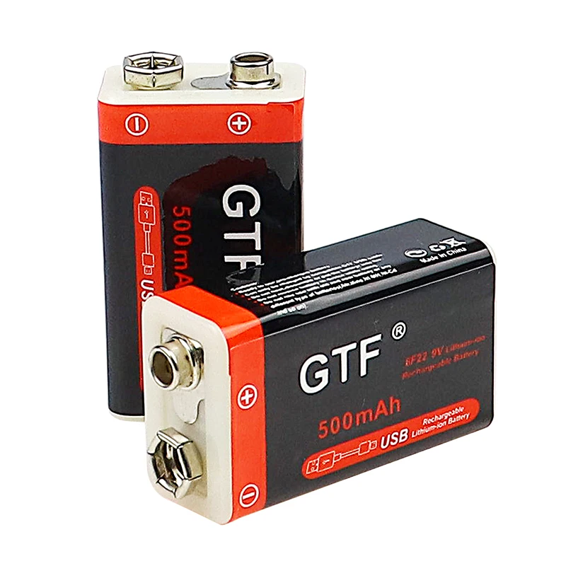 Аккумуляторная батарея 9 В литий-ионная 500 мАч Литиевые Батарейки Micro USB для