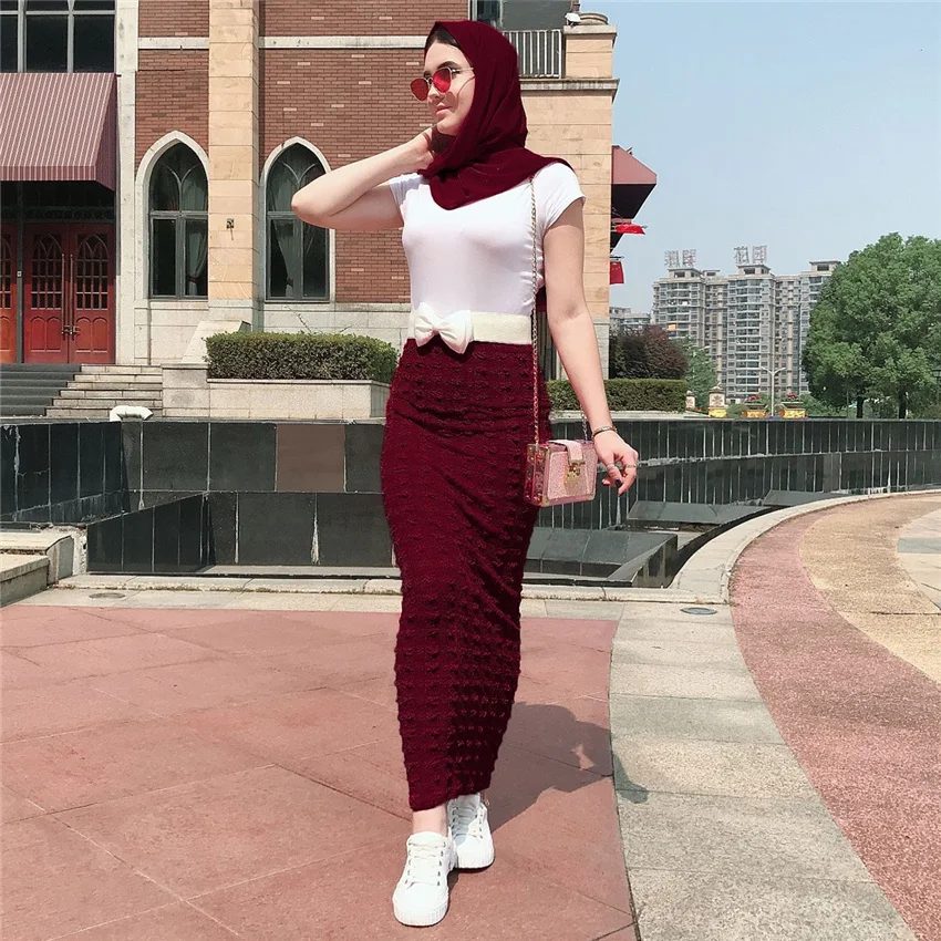 Мусульманская женская юбка облегающее эластичное длинное платье карандаш макси