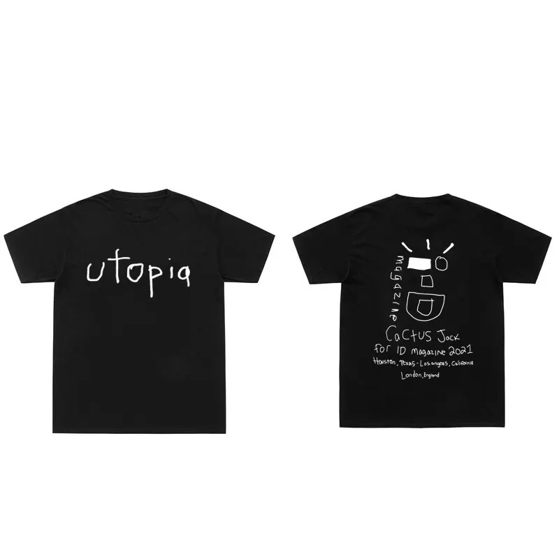 

Rapper Travis Scott Cactus Jack Wink Utopia Tshirt Men Women Letter Graffiti T Shirts Art Sense T-shirt Mens Hip Hop Tees Tops