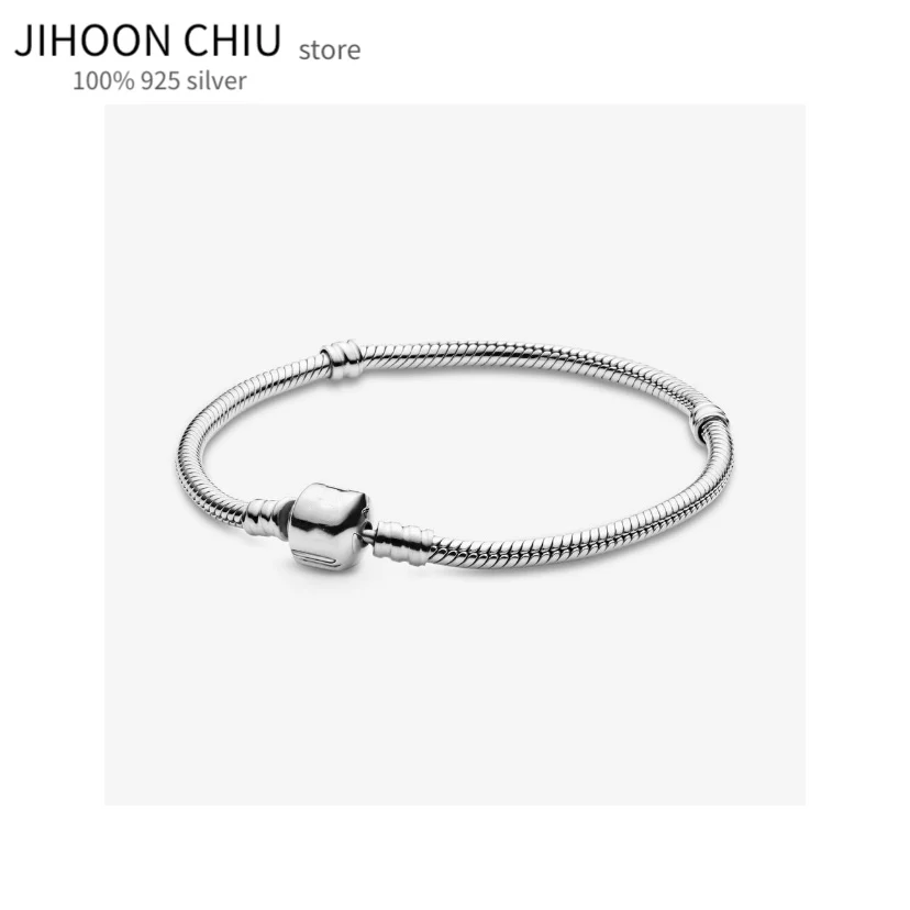 

Original Pando charm chain Snake bracelet 100% 925 sterling silver bracelet for women's fashion classic high quality DIY jewelry