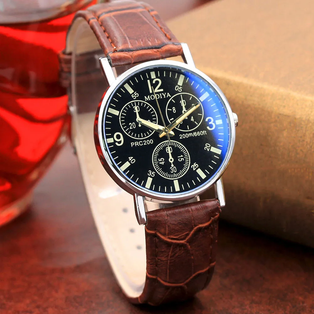 Шестизначные кварцевые мужские часы с синим стеклом и ремешком, бренд Curren.