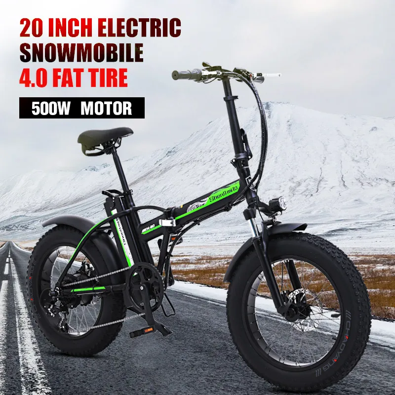 Электрический велосипед 20 дюймов ebike 48V500W Электрический горный велосипед электрический складной велосипед 4,0 fat tire bicicleta eletrica пляжный Электрический велосипед