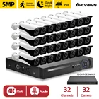 Система видеонаблюдения, наружная Водонепроницаемая цилиндрическая IP-камера, H.265, 32 канала, 5 МП, POE, камера видеонаблюдения системы безопасности, 4K NVR, 24 канала