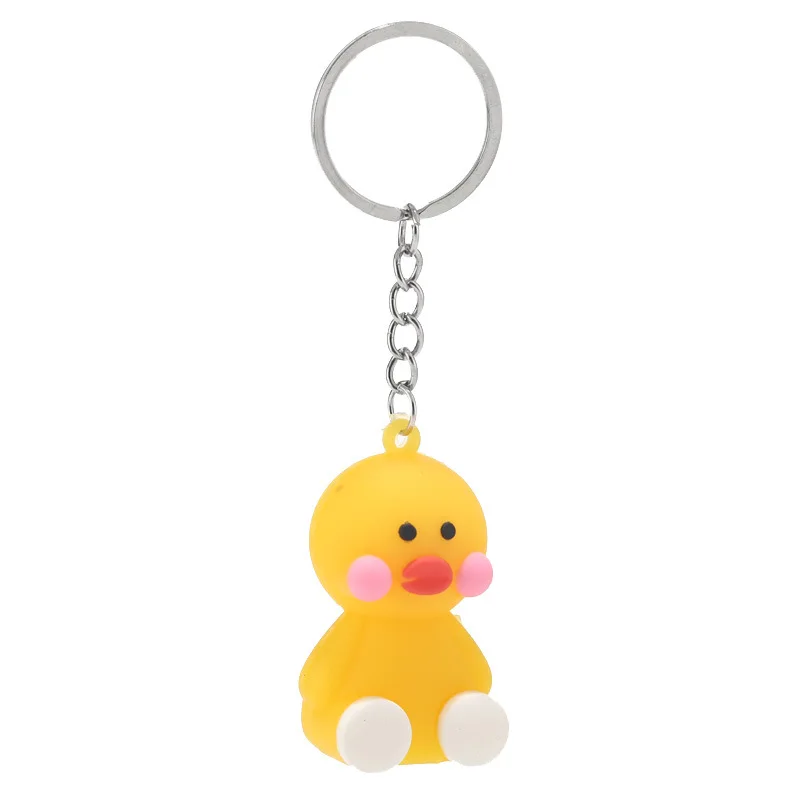 

YEYULIN 5Pcs Selling Little Yellow Duck Keychain Pendant Cute Animal Design PVC Soft Cartoon Doll Bag Car Phone Keychain