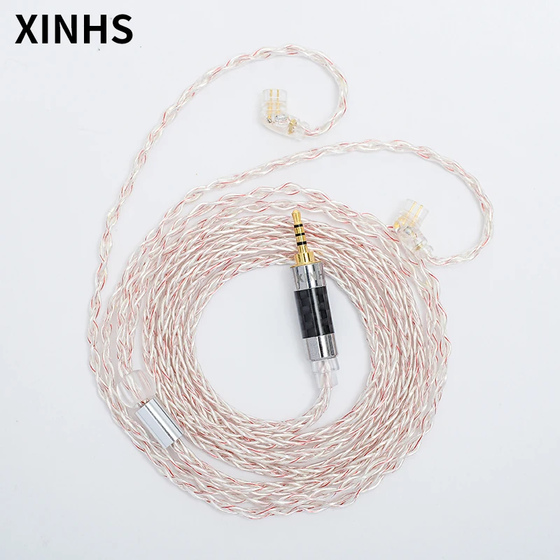 

XINHS 8 Core 5N Silver Plated Copper Hifi Earphones Upgrade Cable With MMCX/0.78mm 2 Pin/QDC/TFZ