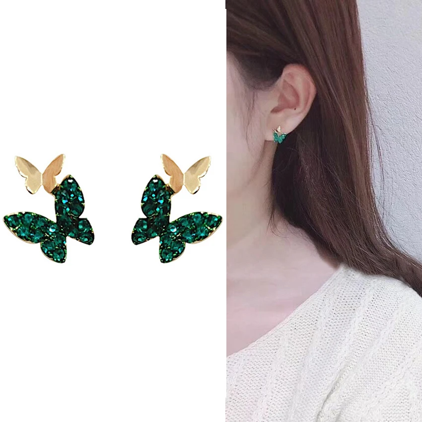 Корейские милые серьги гвоздики в виде бабочек для женщин и девушек маленькие с