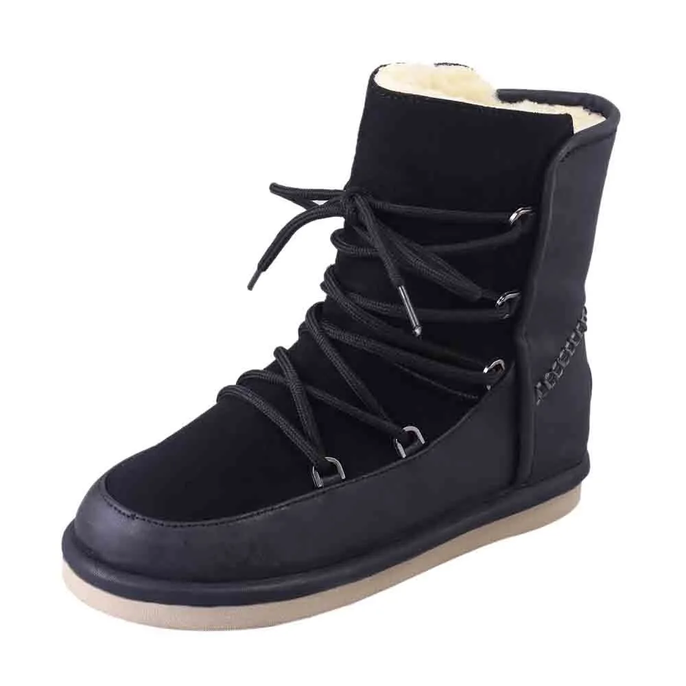 SAGACE/женские ботинки на низком каблуке со шнуровкой Женские бархатные зимние