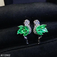 kjjeaxcmy fine jewelry natural emerald 925 sterling silver women earrings new ear studs support test classic beautiful
