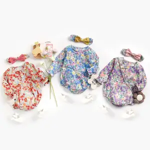 Sanlutozцветы для маленьких девочек боди с повязкой на голову, хлопковая одежда для малышей, платье принцессы детские комбинезоны для младенцев