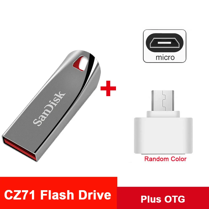CZ71 plus OTG SanDisk usb флешка cle usb флеш-накопитель флэш-накопитель 64 ГБ 32 ГБ Флешка карта памяти 16 Гб otg флеш-накопитель с lightning для iphone iPod диск на ключ флешки карта памяти презервативы флеш накопитель юсб флешка - Цвет: CZ71 plus OTG