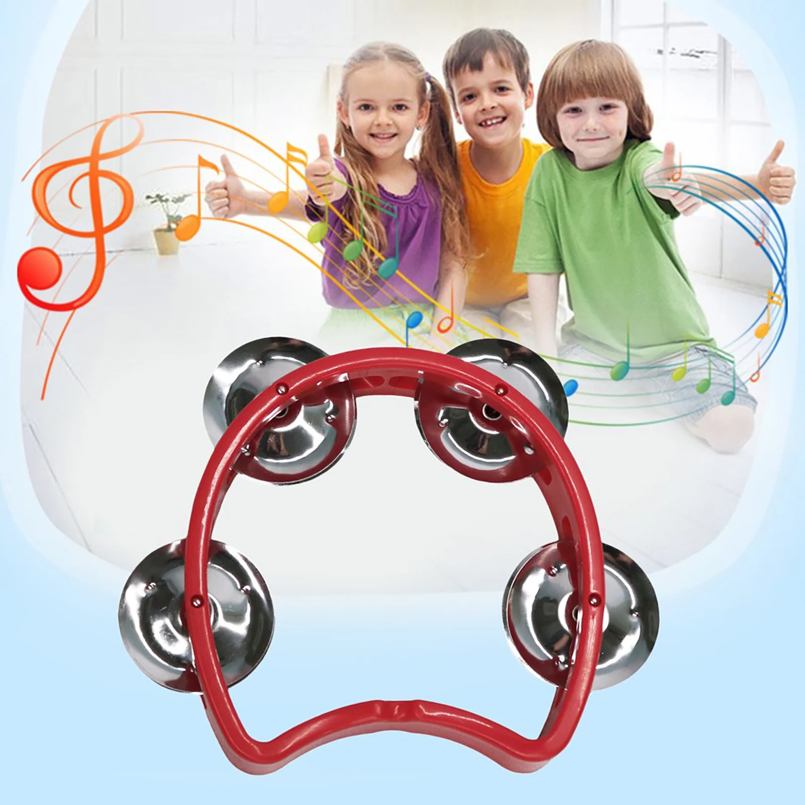 

Children Handbell Toy Musical Rhythm Ring Toy Early Educational Bell Ring Rattle Toy with Four Bells for Home Kindergarten