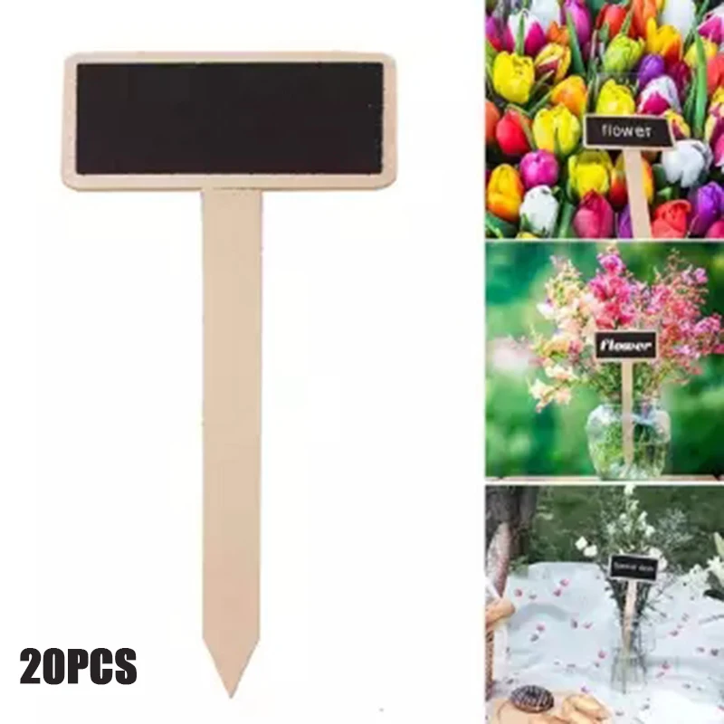 

20Pcs Wooden T Shape Garden Decor Chalkboard Vegetables Plant Flower Pot Labels Tags B88