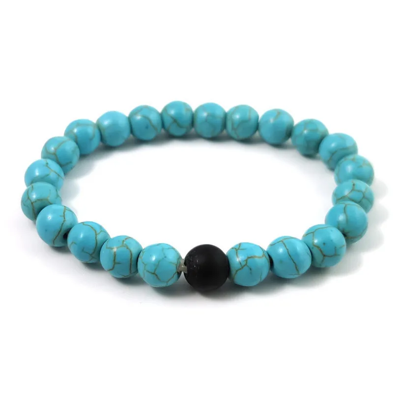 

8mm Frosted Stone Turquoise Beads Bracelet for Lovers 2021