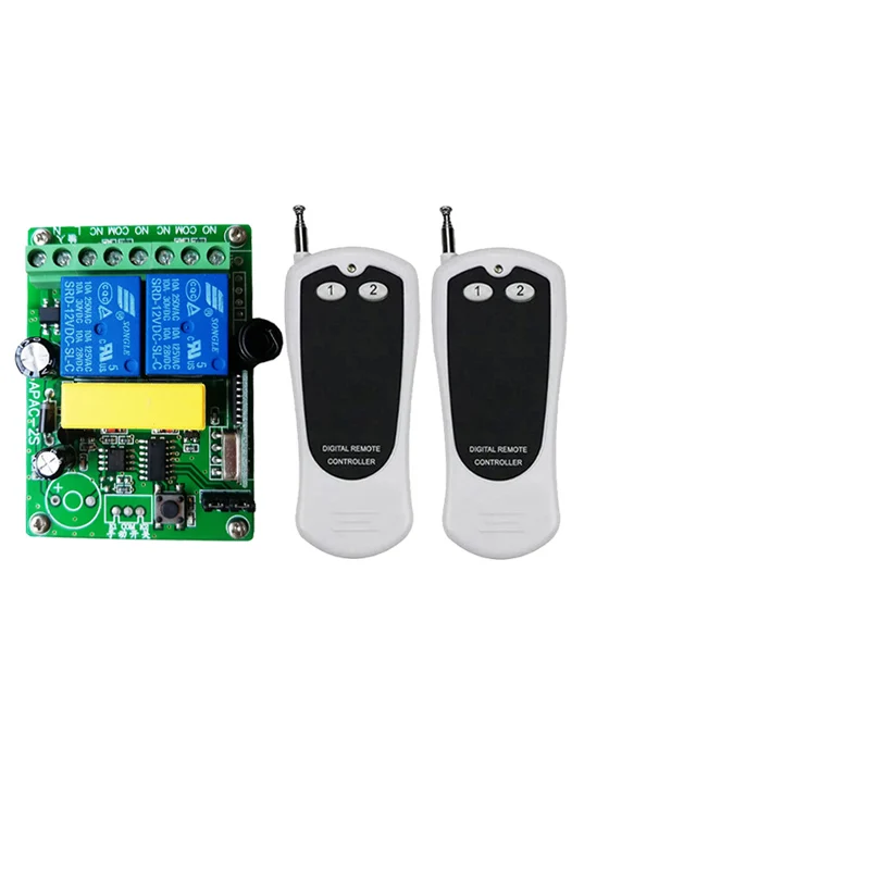 

500m 433Mhz Remote Control Switch for Light,Door, Garage Universal Remote AC 220V 2CH Relay Receiver and Remote controller