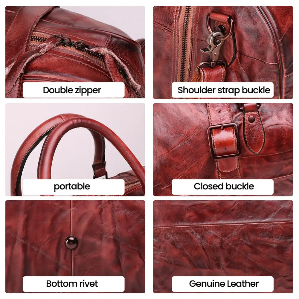 Сумка спортивная JOGUJOS мужская из натуральной кожи саквояж на плечо в винтажном