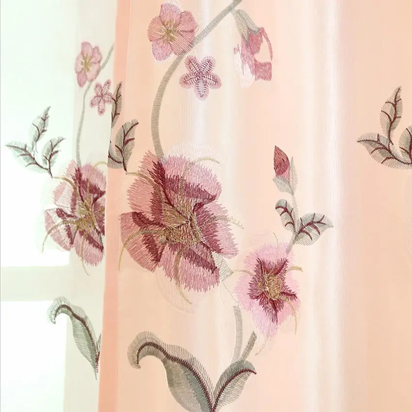 В европейском стиле с цветочной вышивкой Шторы сплошные оконные Спальня