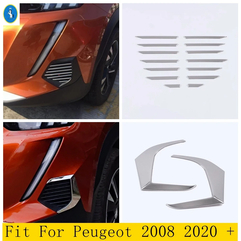 

Car Accessories Front Grille Grill Bumper Stripes Head Fog Lights Lamps Eyelid Eyebrow Cover Trim For Peugeot 2008 2020 - 2022
