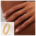 3 мм твердое Золотое кольцо-цепочка из нержавеющей стали, женское металлическое звено, минималистичное современное ювелирное изделие
