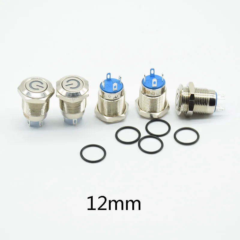 12 мм металлический кнопочный переключатель кольцо с плоской головкой/логотип 3 6