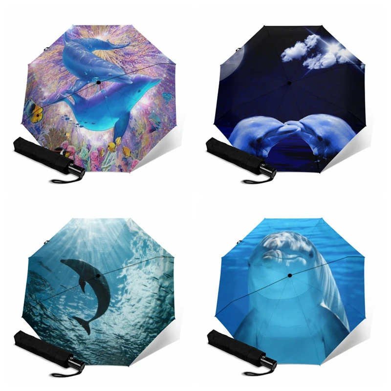 Двойной автоматический складной зонт креативный портативный для женщин и детей