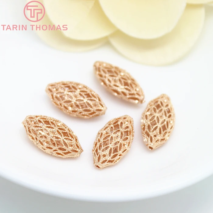 Латунные овальные бусины разделители с покрытием 24 каратным золотом 4 шт. 10 5x20 мм