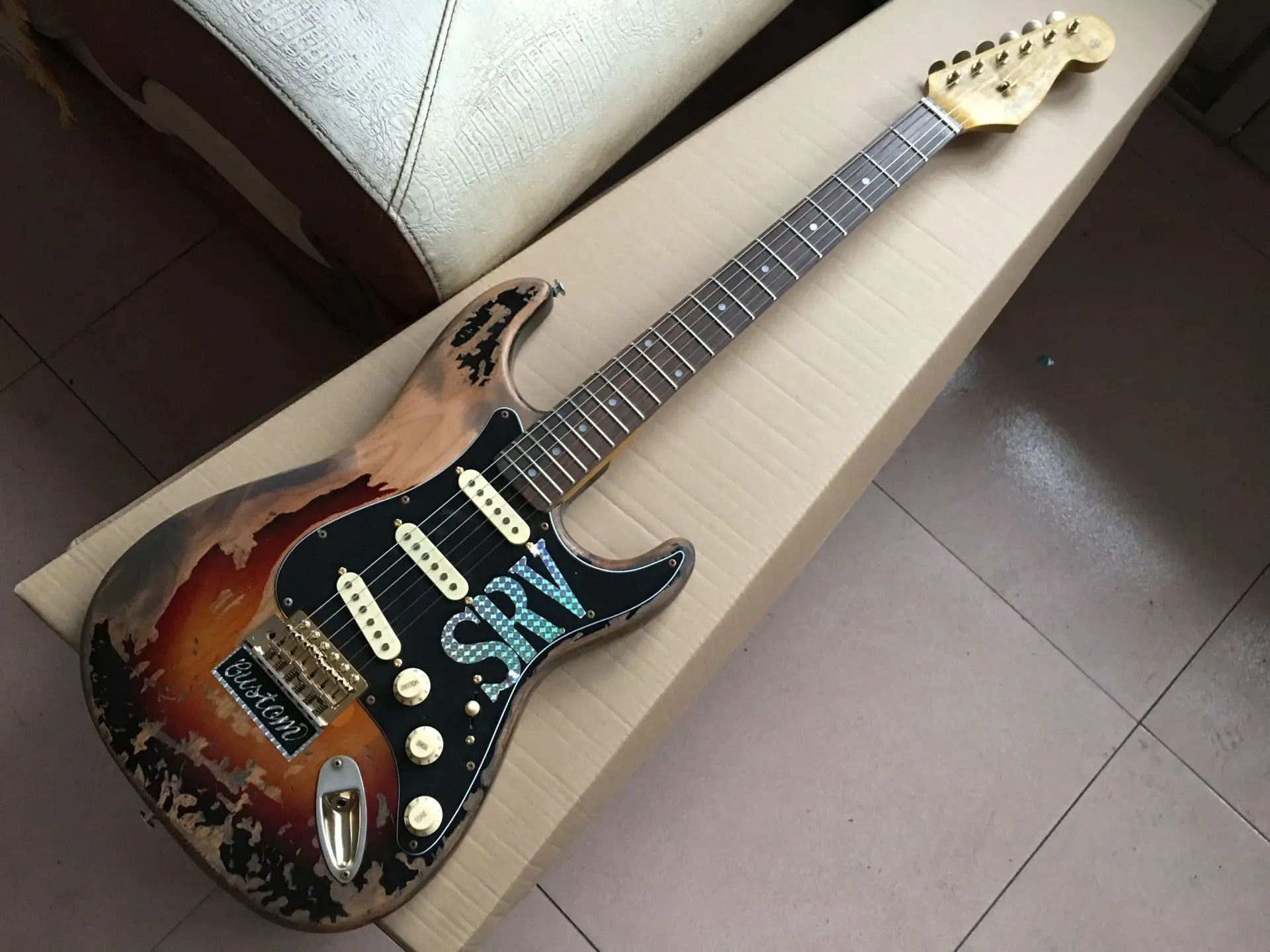 Пользовательский магазин SRV электрическая гитара палисандр грифельная доска гитара реликс руками
