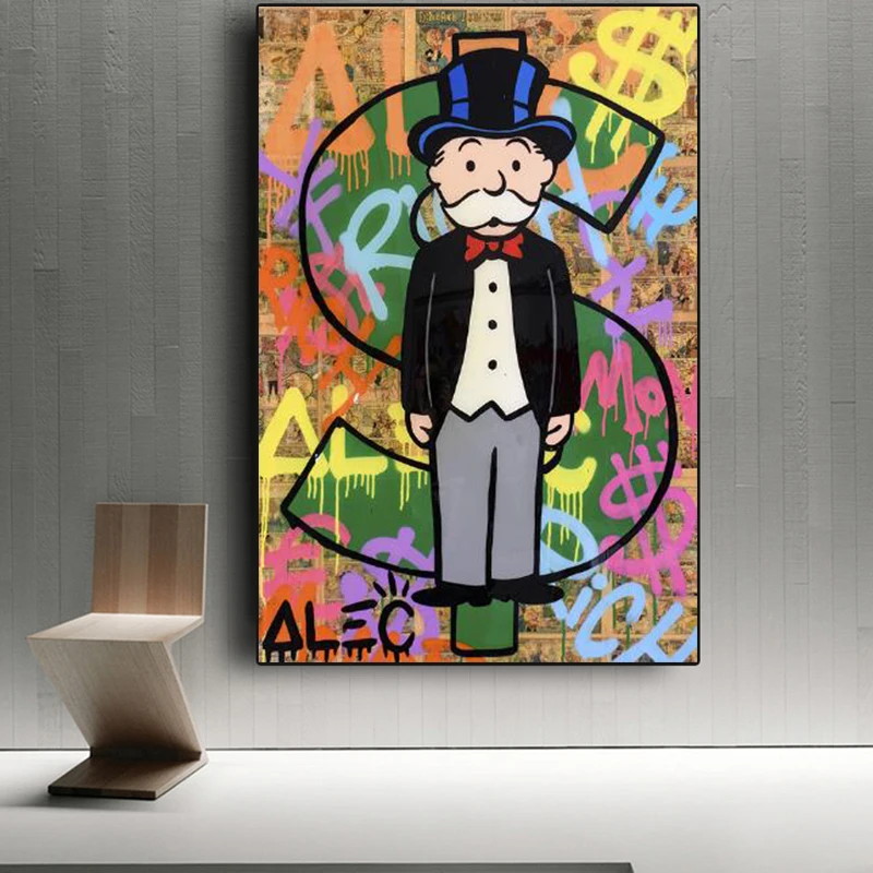 

Graffiti Art Alec Monopoly Paintings on The Wall Art Posters and Prints MONOPOLY DOLLAR SIGN STATUE Modern Art Wall Pictures