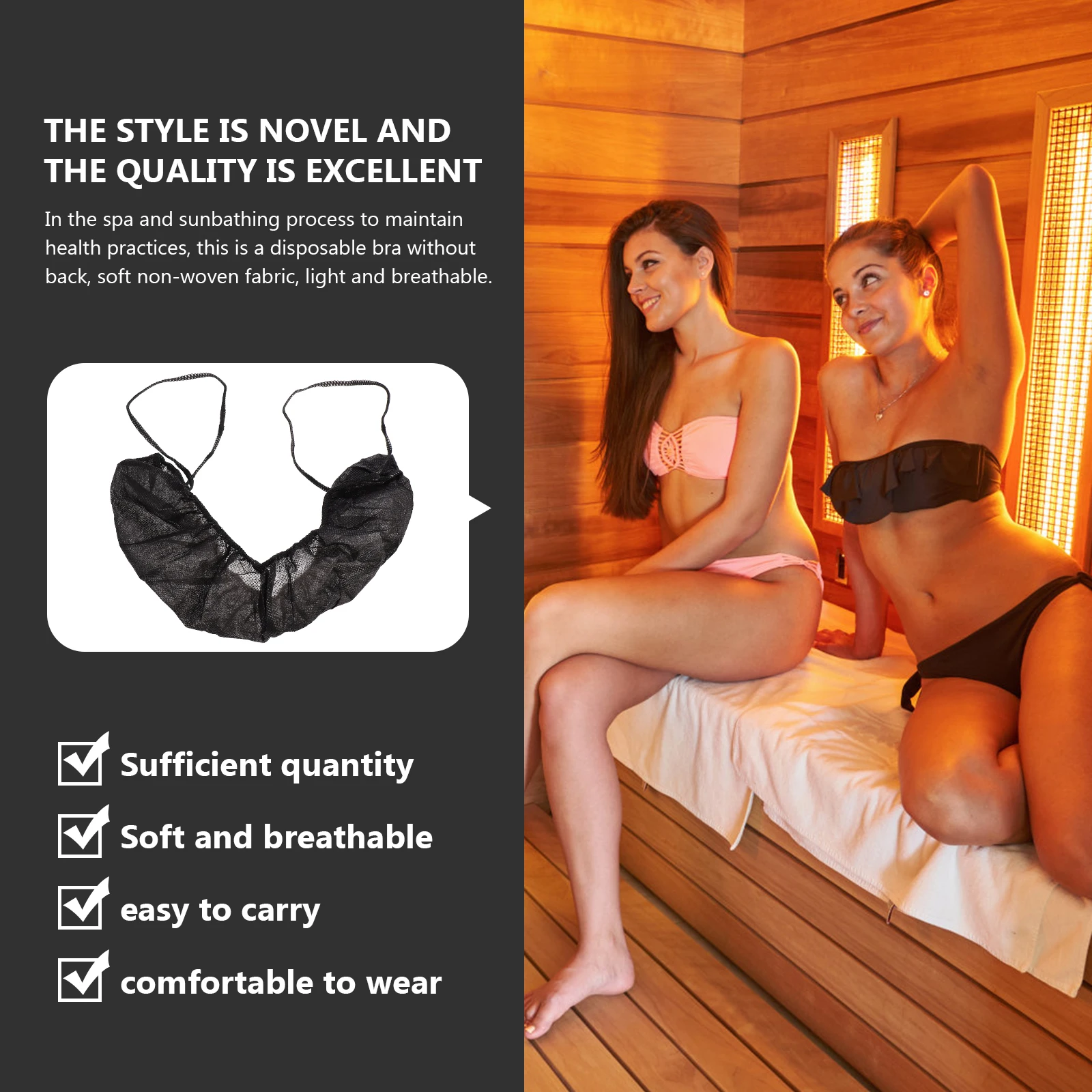 

50Pcs/Set Disposable Bras SPA Salon Non-Woven Fabric Tops Disposable Bras Lightweight Underwear For Women Girls (White/Black)