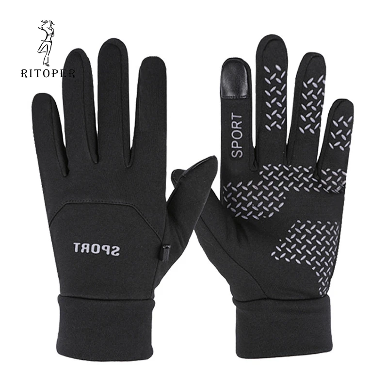 

Зимние перчатки RITOPER, водонепроницаемые, бархатные, для сенсорного экрана, унисекс, ветрозащитные гибкие перчатки, теплые, для спорта и езды