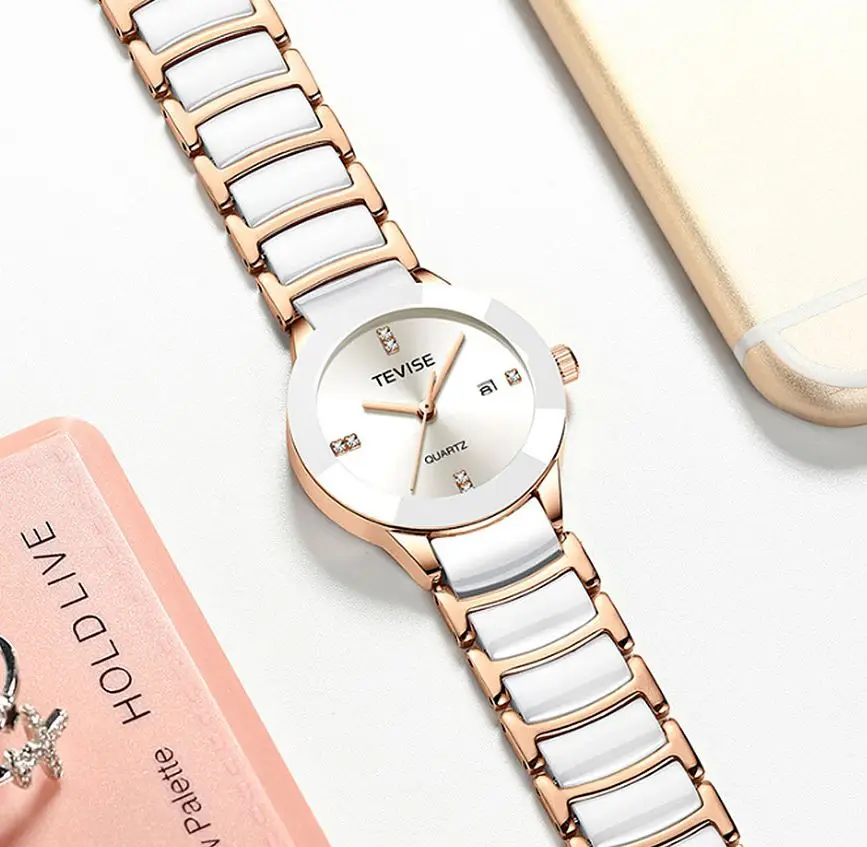 Часы TEVISE женские Роскошные известные модные повседневные под платье военные