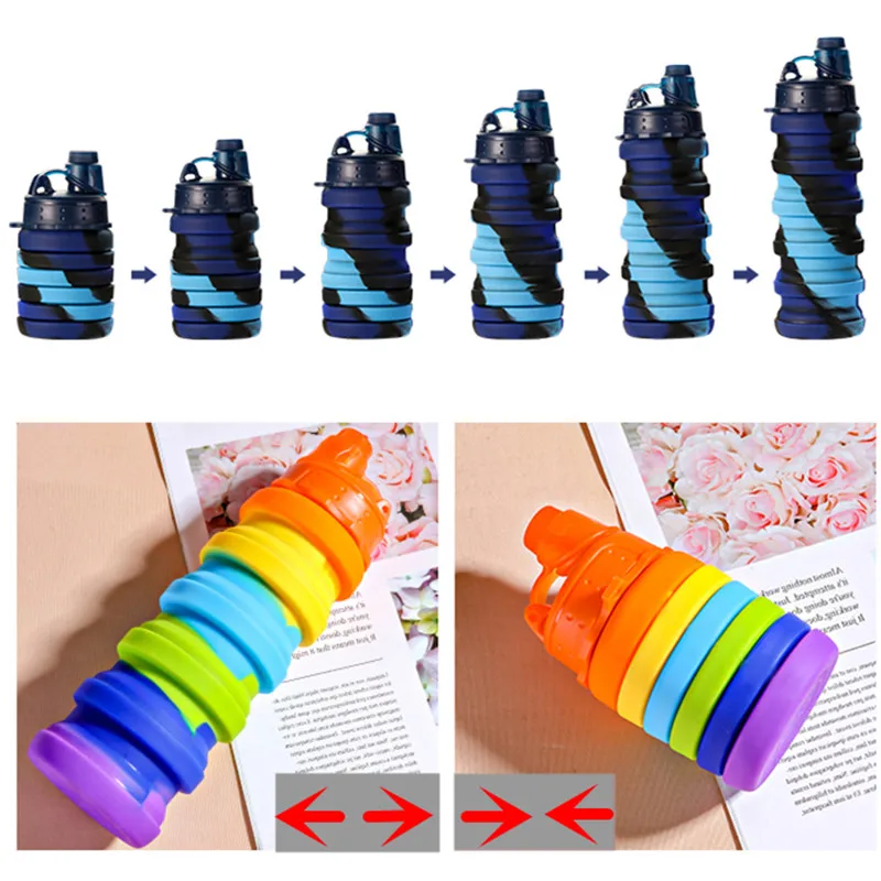 500 мл портативная складная бутылка для воды силиконовая Выдвижная чашка с