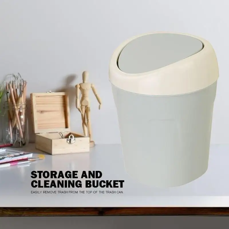 Пластик мини настольный мусорный контейнер дома Кухня мусорное ведро Роллинг