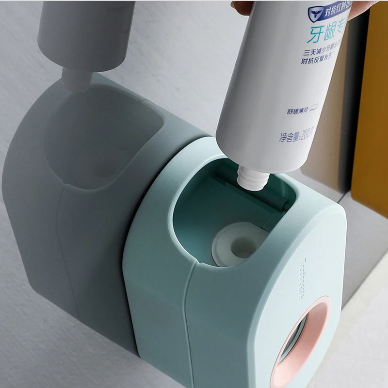 Dispensador autom&aacute;tico de pasta de dientes sin perforaci&oacute;n, soporte de pasta dental adhesivo para el ba&ntilde;o, kit de exprimidor, estante para cepillo de dientes-3