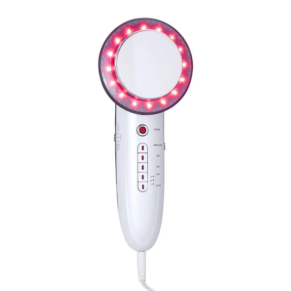 Kopen 6 In 1 Ultrasone Vet Brander 1Mhz Ultrasound Body Afslanken Cellulitis Machine Facial Massager Gezicht Photon Ems Galvanische Huid Zorg