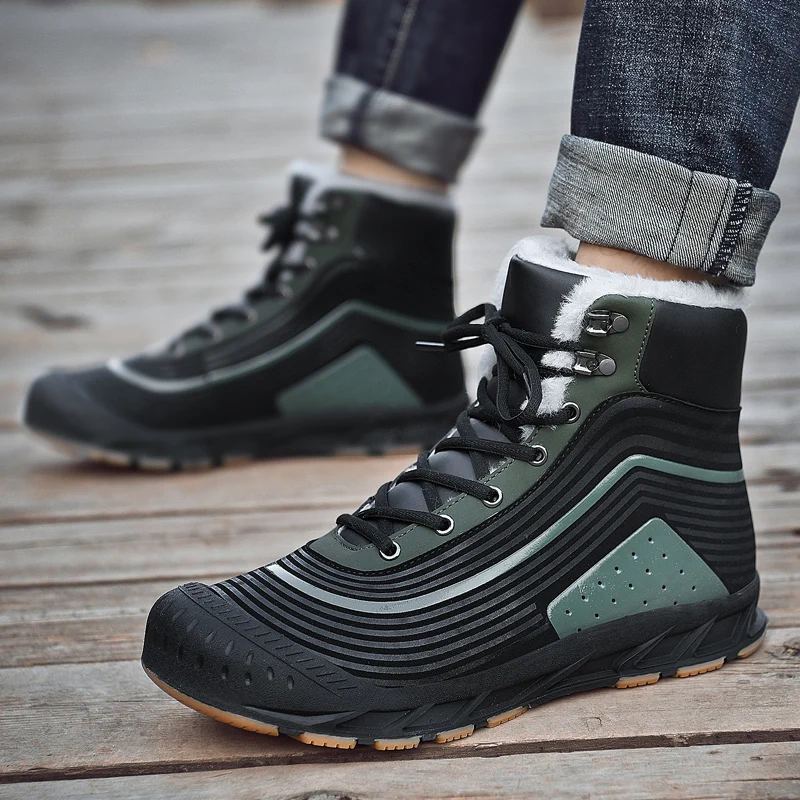

Winter Warm Men's Boots Lace Up High Top Snow Boots Men's Outdoor Mountaineering Men Hiking Boots Plus Size Botas De Hombre
