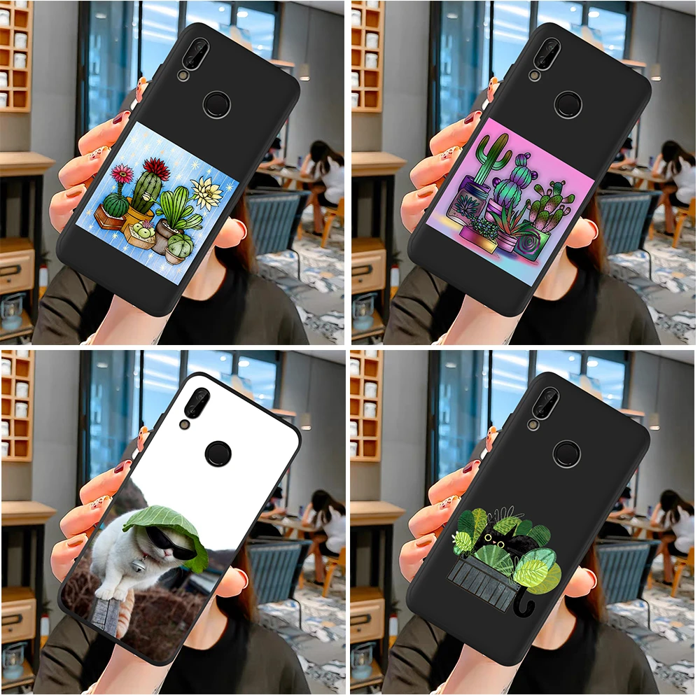 

2021 Cat cactus cartoon cute fashion for Huawei P50 P40 P30 P20 P10 P8 Lite 2017 Mate 30 20 10 Lite Pro Phone Case Coque funda