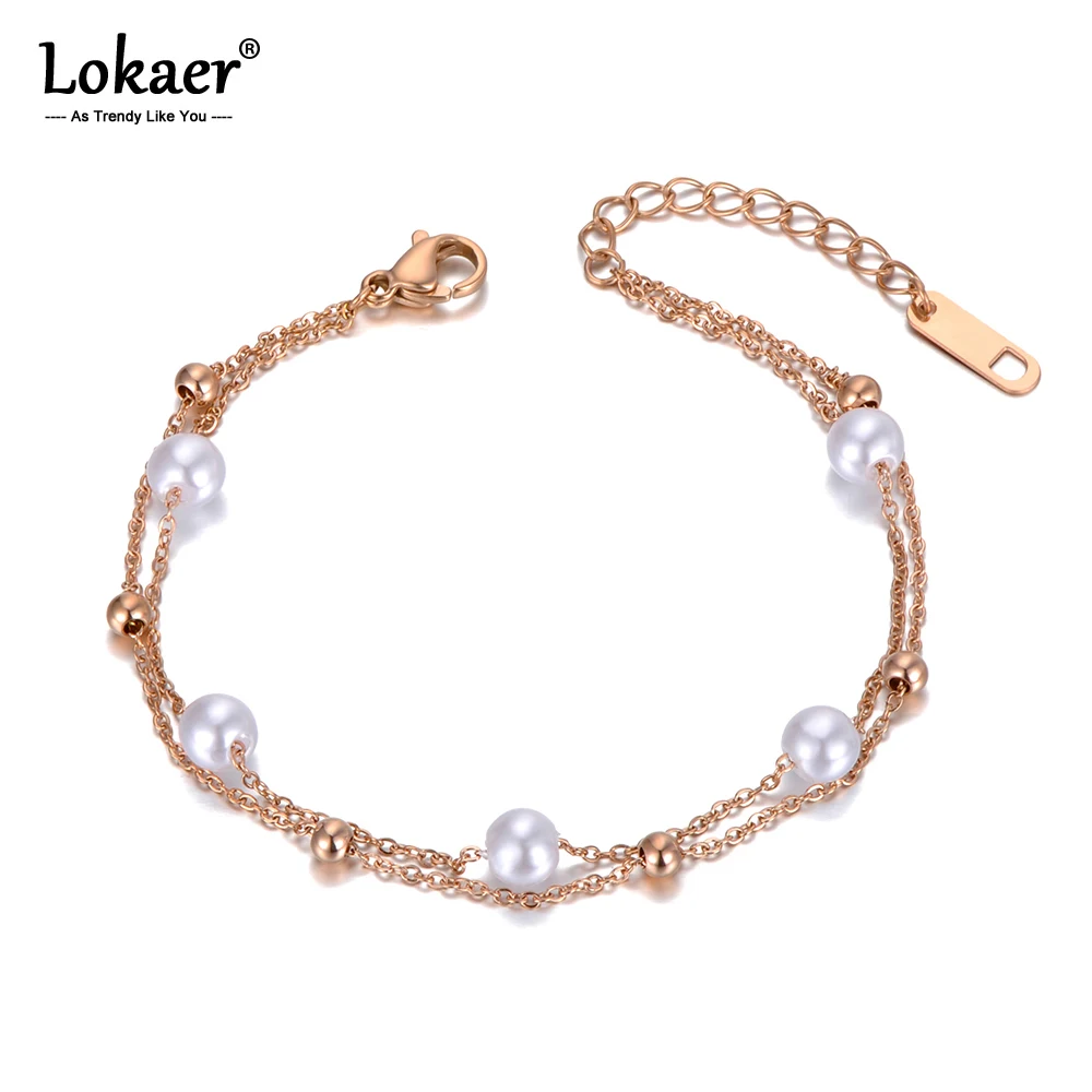 Модный двухслойный белый жемчужный браслет Lokaer B20013 для женщин богемный из