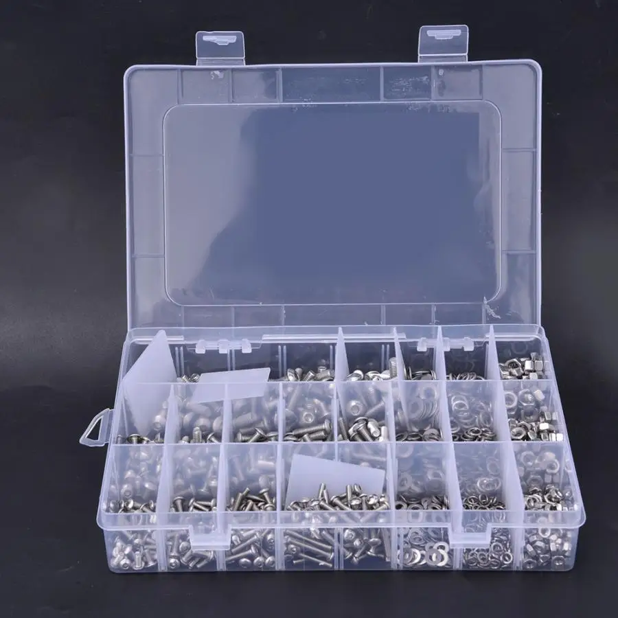 Tornillos de plastico 1105 шт. комплект винтов с шестигранной головкой шайб в ассортименте M3