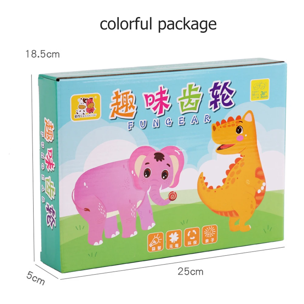 

Cartoon Wooden Children Building Blocks DIY Gear Turning Educational Toys