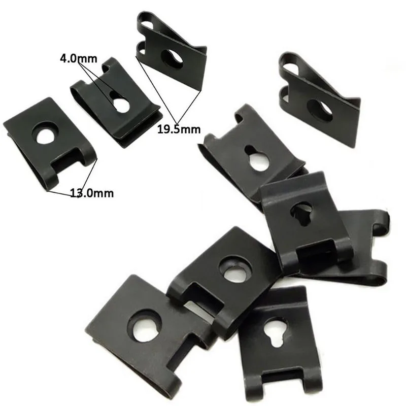 20Pcs Auto Fastener Clip Car Engine Fender Bumper Guard M4 U Type Screw Base Clips Nut Mounting Fastener Clamp