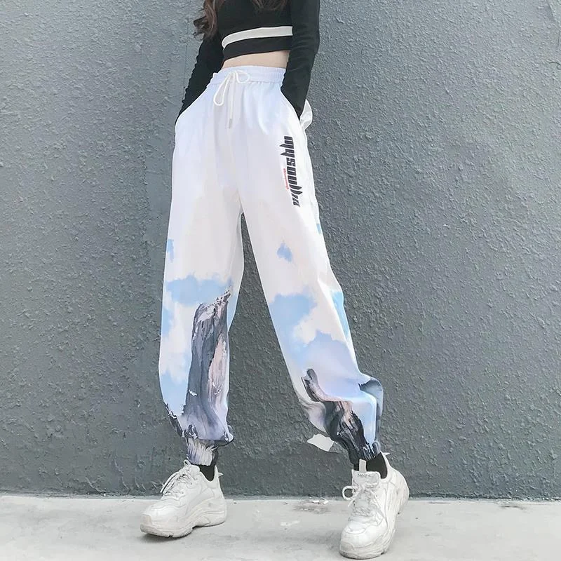 

Korean Sports Pants for Women High Waist Y2k Pants Baggy Cargo Sweatpants Joggers Femme Harajuku Trouser Pantalones De Mujer