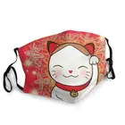 Маска для лица, многоразовая, с изображением кота удачи, Восточный, Япония, на удачу, амулет, защита от смога, защита от пыли