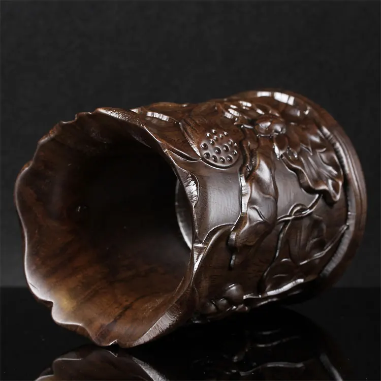 Черное дерево Лотос ручка держатель высокого класса твердой древесины резной