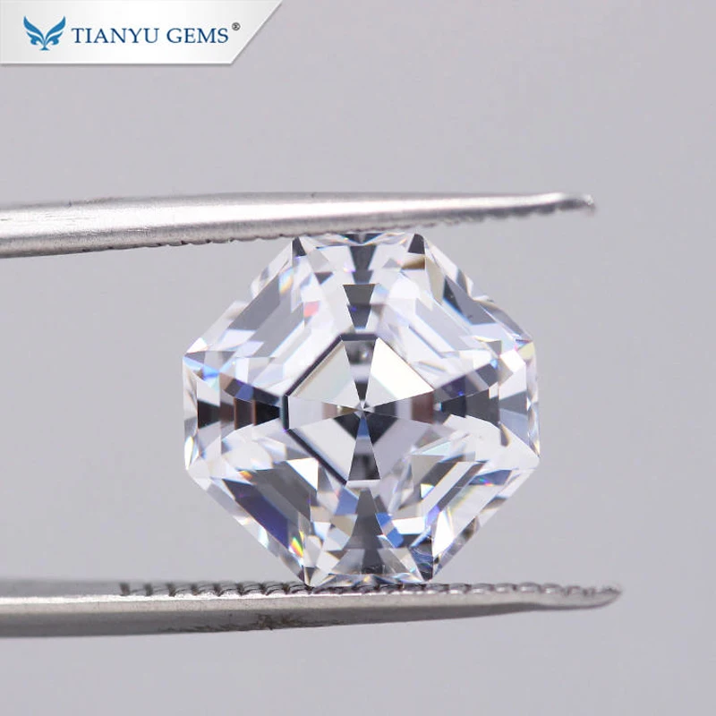 

Tianyu Gems New Asscher Cut DEF VVS Loose Moissanite Diamonds 6X6mm DEF White Sparkly GRA Synthetic Gemstons Pass Diamonds Test
