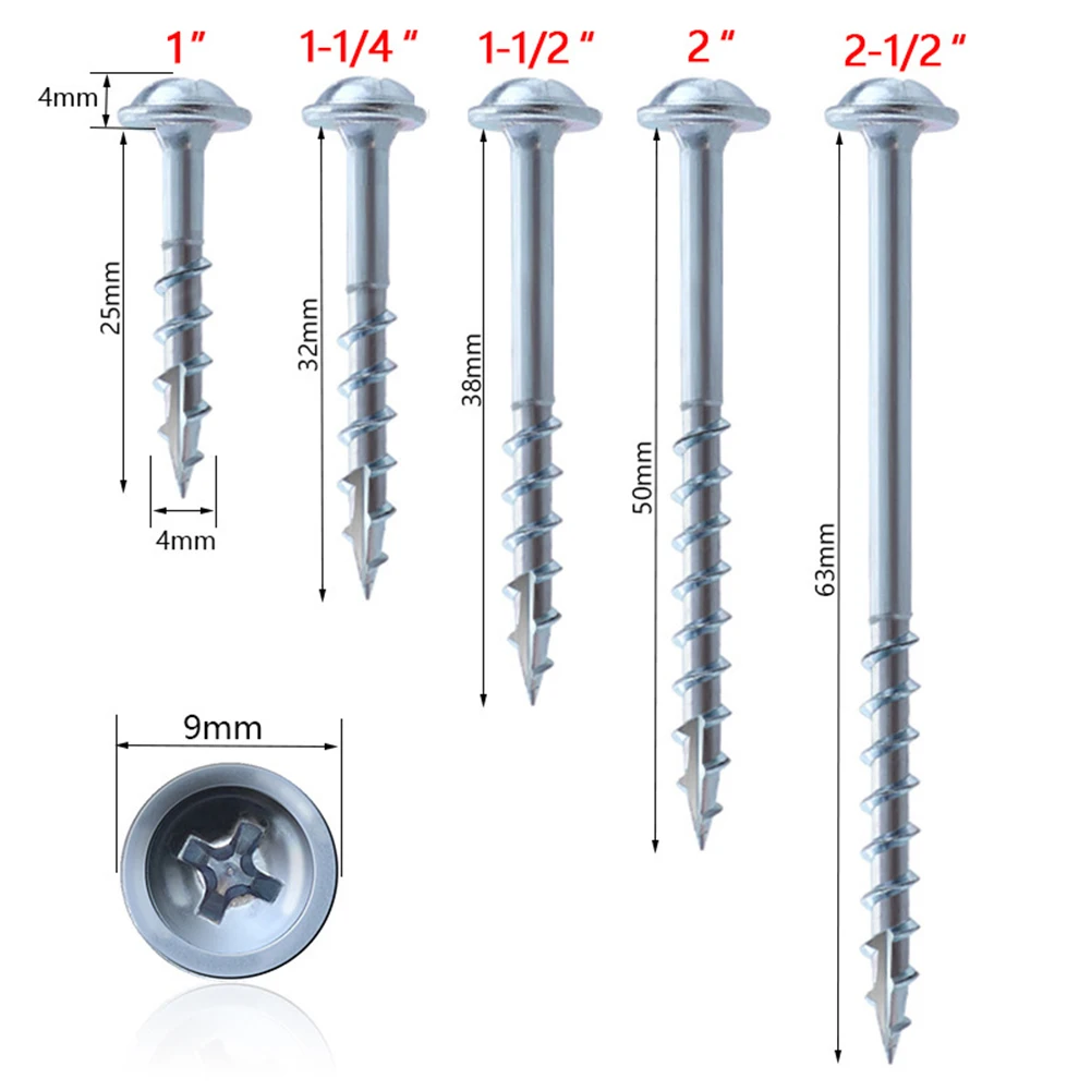 

100Pcs HSS Self-Tapping Screws Half-Thread ST4 Screws Round Head Phillips Flat Countersunk Head Fastener Screws