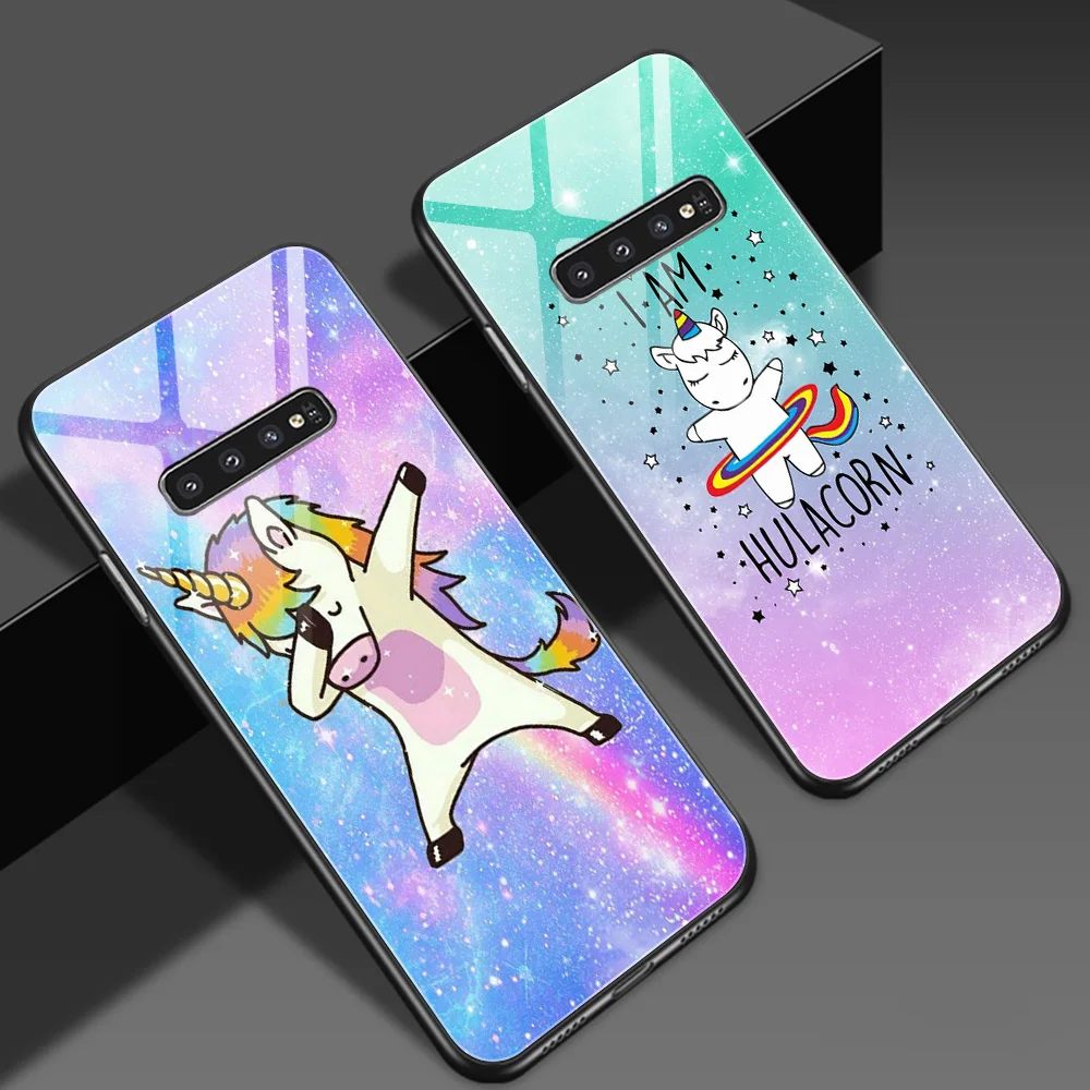 

Glass Case for Samsung Galaxy A51 A50 A71 A70 S20 S10 S9 S8 S10e A40 A21S A30S A20 A20S Note 10 9 8 Plus Ultra Lite Unicorn Cute