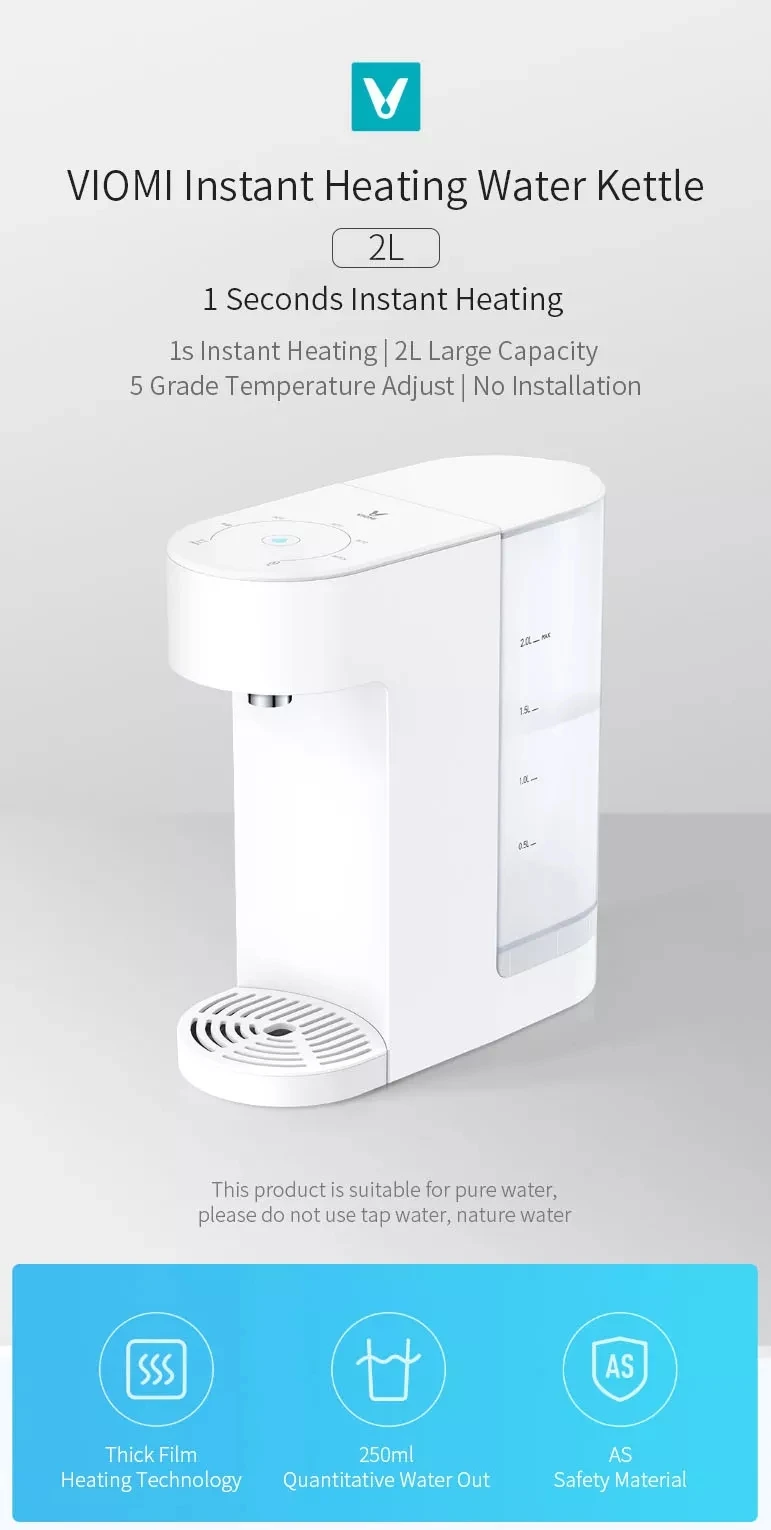 Xiaomi Viomi умный диспенсер для воды мгновенного нагрева 2л Быстрый 1S тепловой чайник для воды 2050 Вт 220 В Домашний Настольный диспенсер